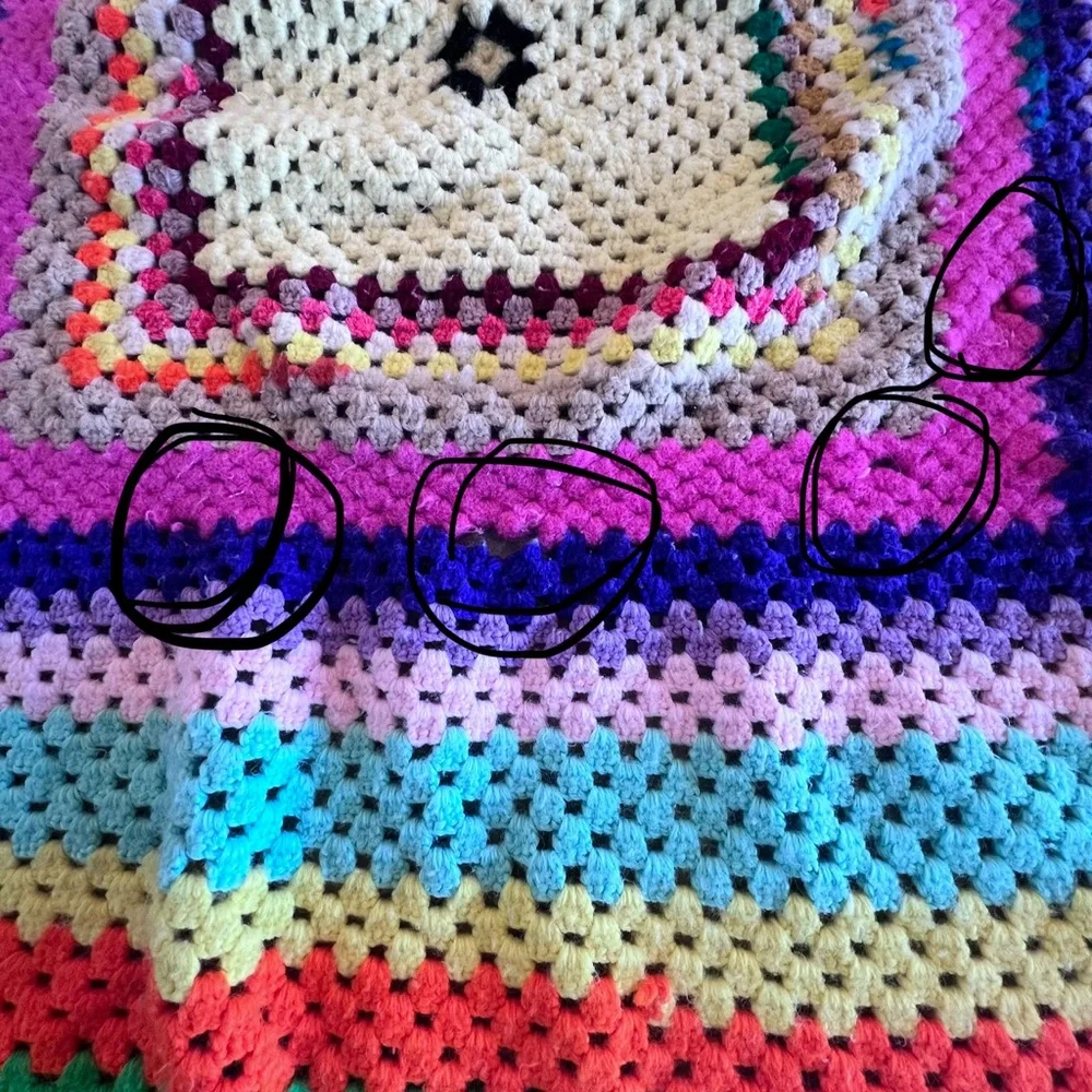 Handmade crochet afghan, throw, or lap blanket Approximately 57”x57”